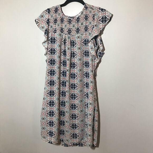 DR2 xs swing dress flutter sleeves ruched collar wedding guest party boho summer - Picture 1 of 10